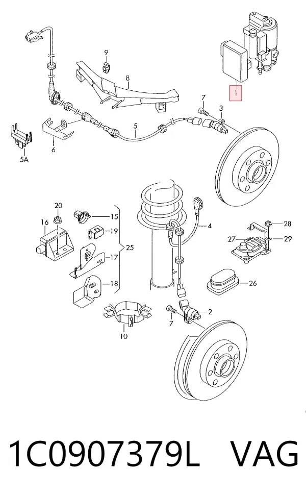 Модуль керування (ЕБУ) АБС (ABS) 1C0907379L VAG