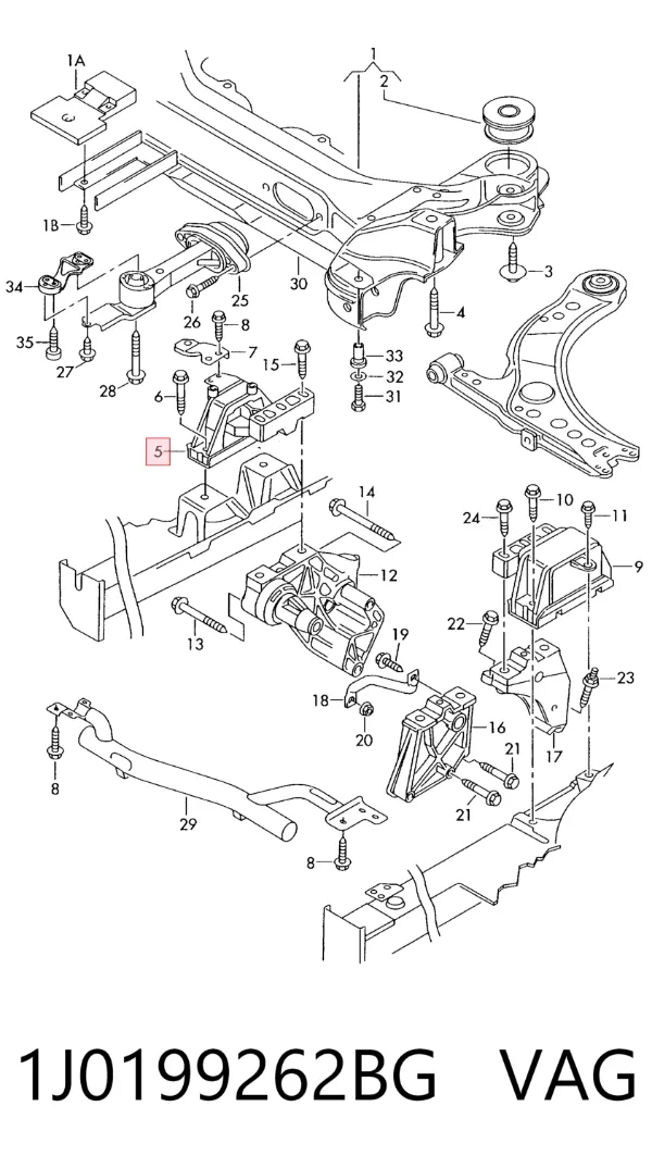 Подушка (опора) двигуна, права Volkswagen Bora 1J2