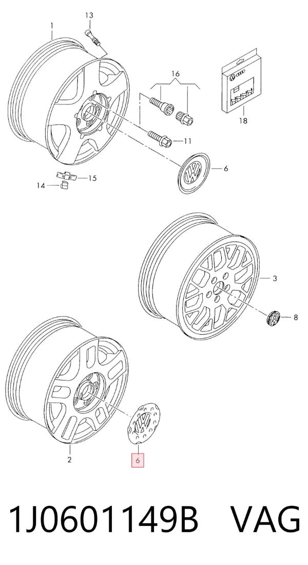 Ковпаки 1J0601149B VAG