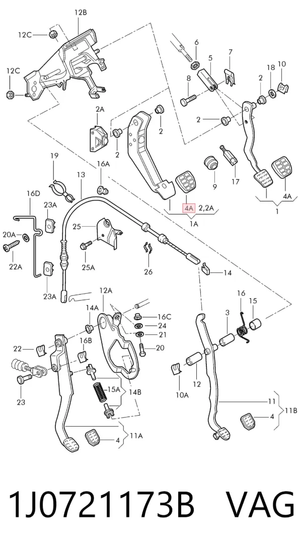Накладка педалі гальма 1J0721173B VAG