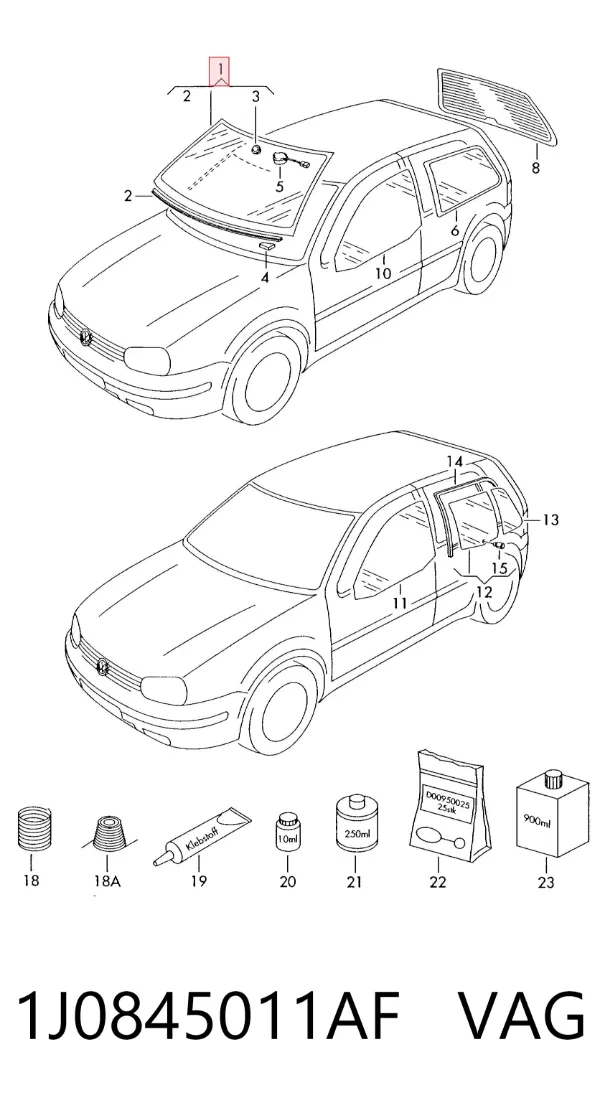 Лобове скло 1J0845011AF VAG