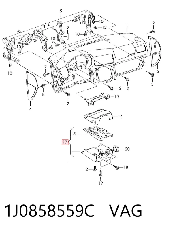 Накладка рульової колонки 1J0858559C VAG