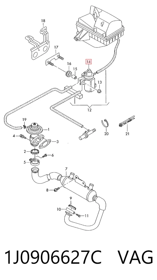 Клапан соленоїд регулювання заслонки EGR 1J0906627C VAG