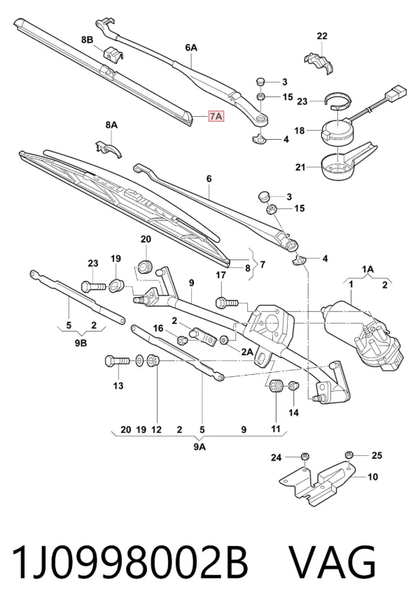 Щітки склоочисника 1J0998002B VAG