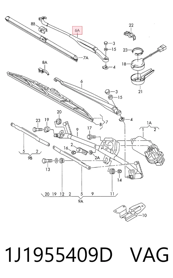 Важіль склоочисника 1J1955409D VAG