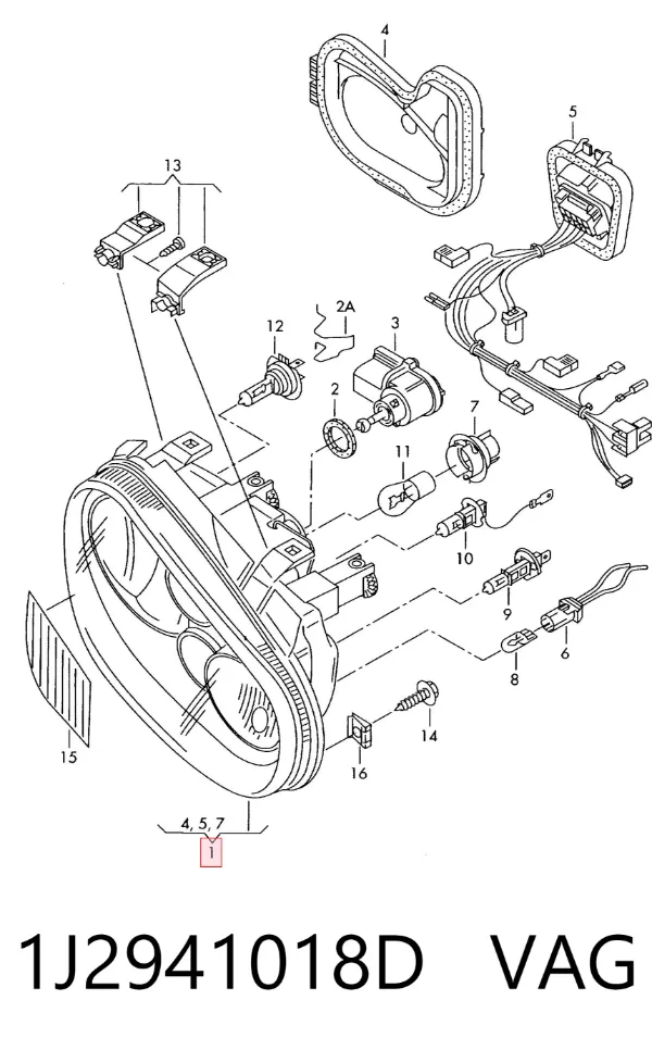 Фара права 1J2941018D VAG