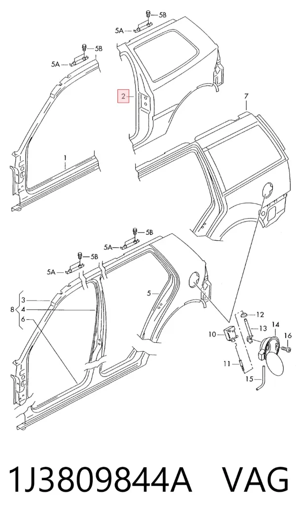 Крило заднє праве 1J3809844A VAG