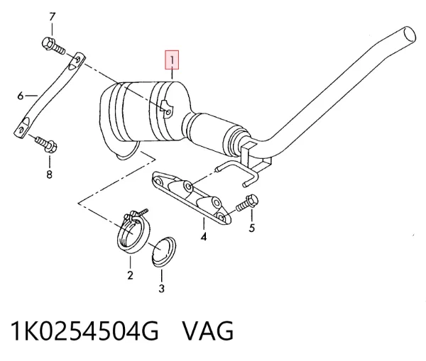 Глушник, передня частина 1K0254504G VAG
