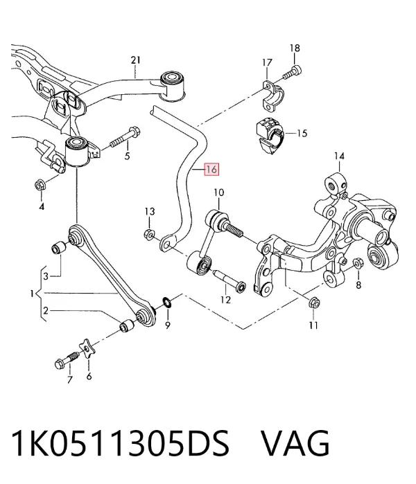 Стабілізатор задній 1K0511305DS VAG