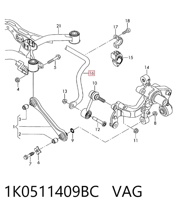 Стабілізатор задній 1K0511409BC VAG