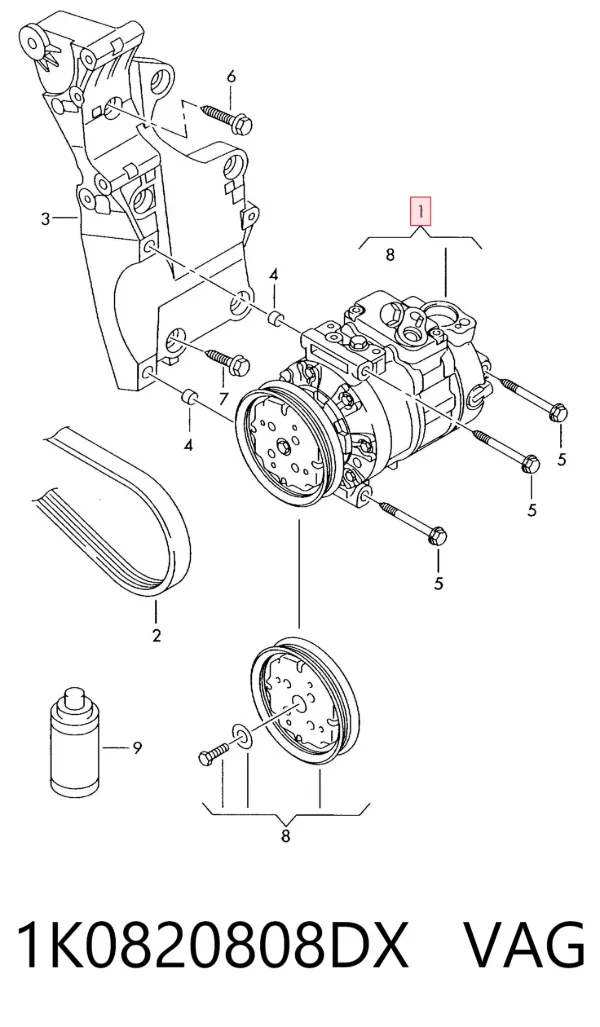 Компресор кондиціонера 1K0820808DX VAG
