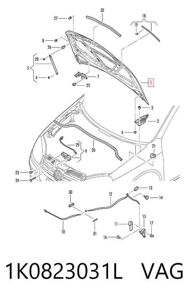 Капот 1K0823031L VAG