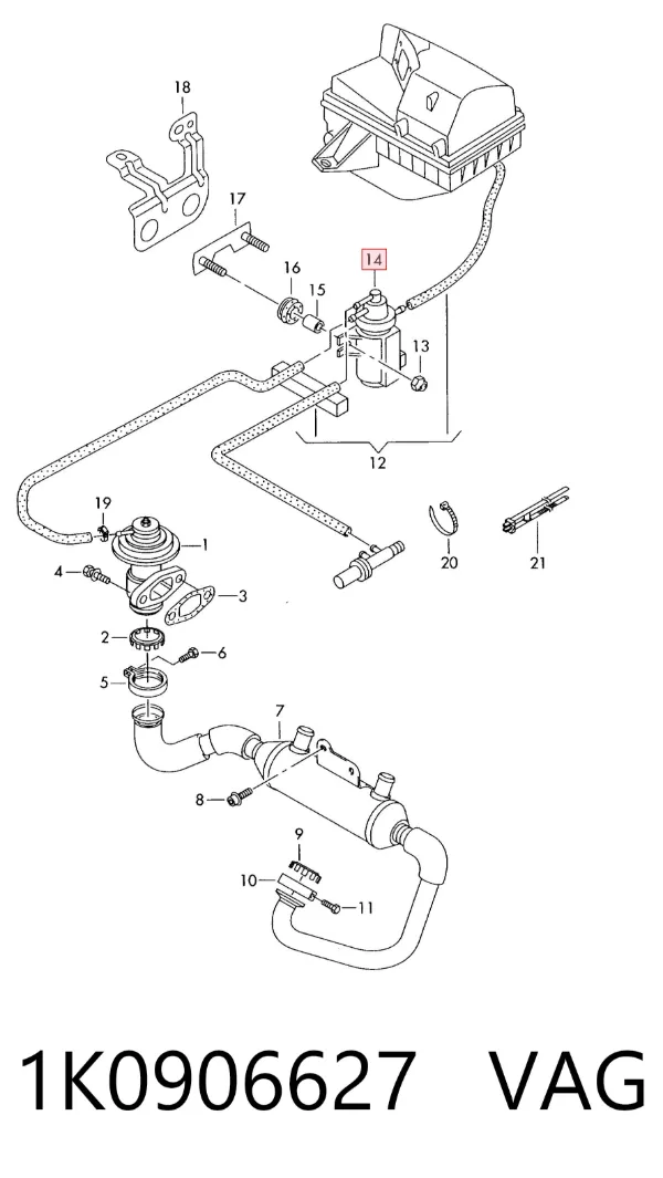 Клапан соленоїд регулювання заслонки EGR 1K0906627 VAG