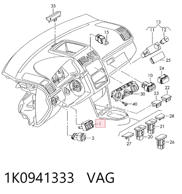 Кнопка коректора фар 1K0941333 VAG