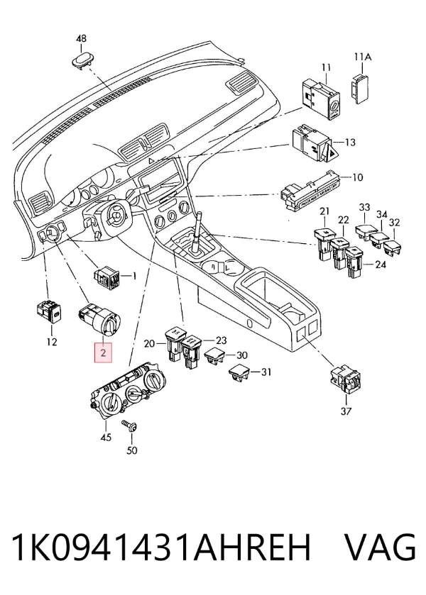 Перемикач світла фар, на "торпеді" 1K0941431AHREH VAG