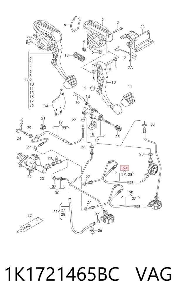 Ремкомплект головного циліндра зчеплення 1K1721465BC VAG