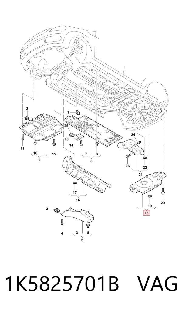 Захист днища, паливного бака 1K5825701B VAG