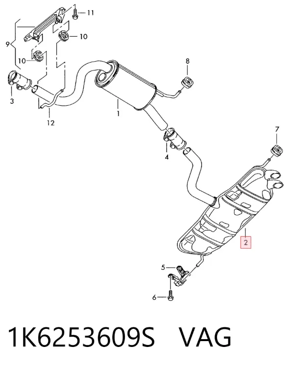 Глушник, задня частина 1K6253609S VAG