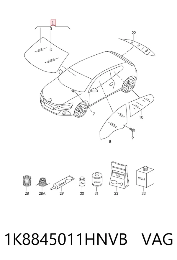 Лобове скло 1K8845011HNVB VAG