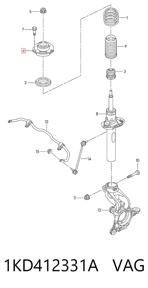 Опора амортизатора переднього 1KD412331A VAG