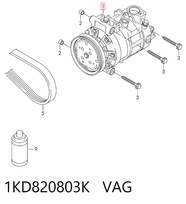 Компресор кондиціонера 1KD820803K VAG
