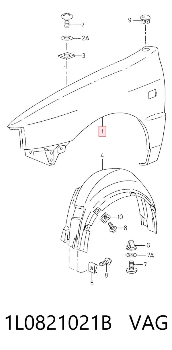 Крило переднє ліве 1L0821021B VAG