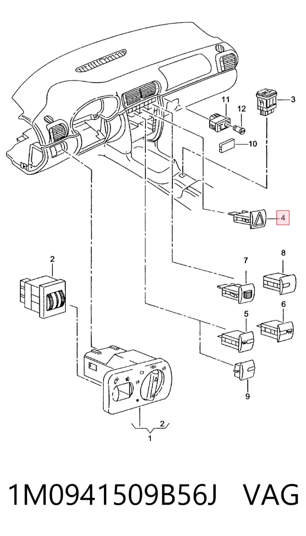 Кнопка аварійки 1M0941509B56J VAG