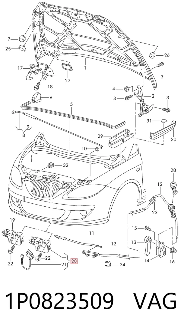 Замок капота Seat Altea XL
