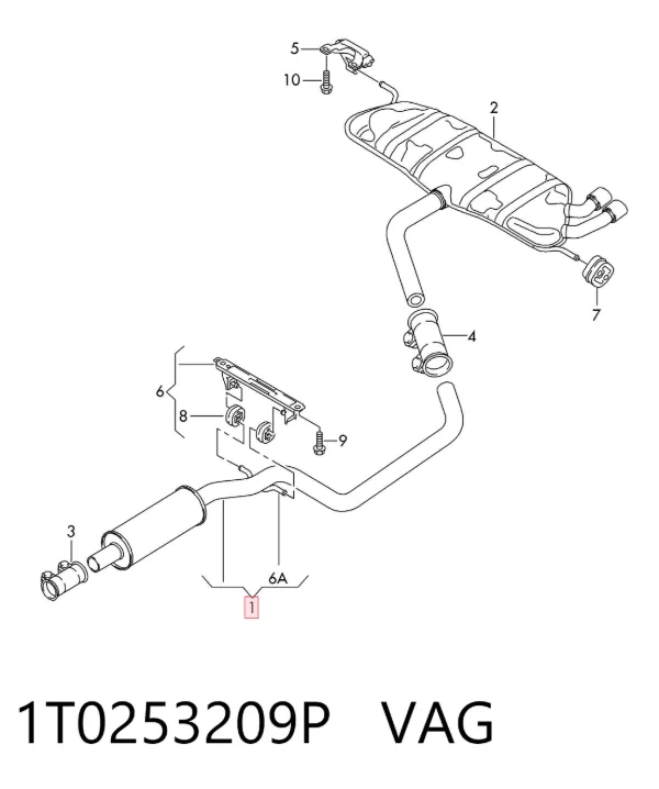 Глушник, центральна частина 1T0253209P VAG