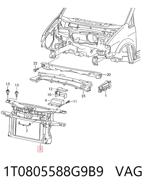 Рамка радіатора 1T0805588G9B9 VAG