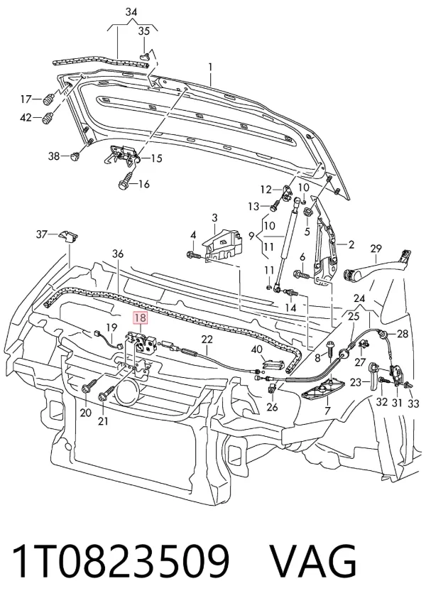 Замок капота 1T0823509 VAG