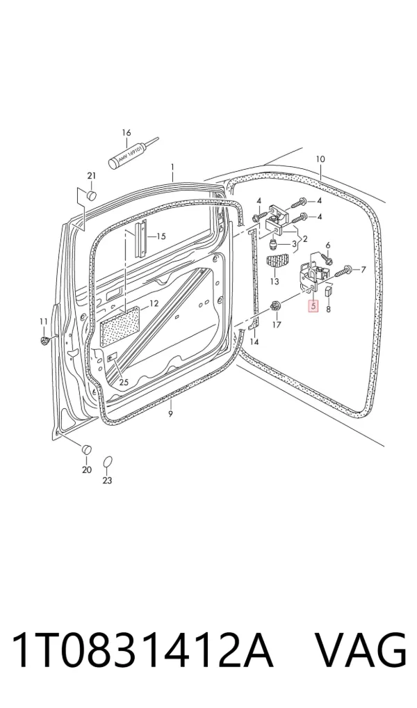 Петля передніх дверей, правої 1T0831412A VAG