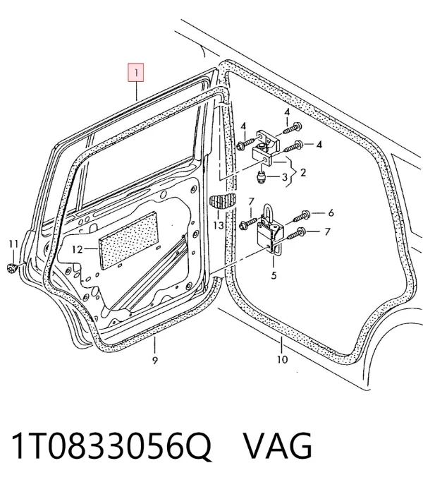 Двері задні, праві 1T0833056Q VAG