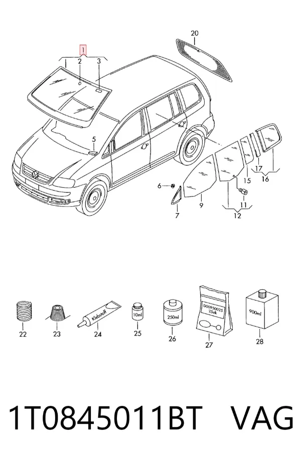 Лобове скло 1T0845011BT VAG