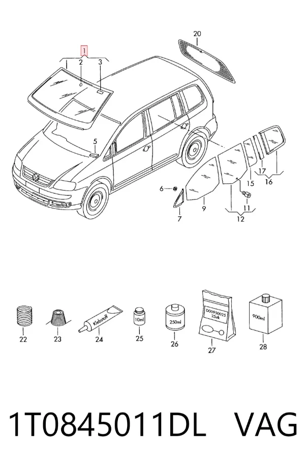Лобове скло 1T0845011DL VAG