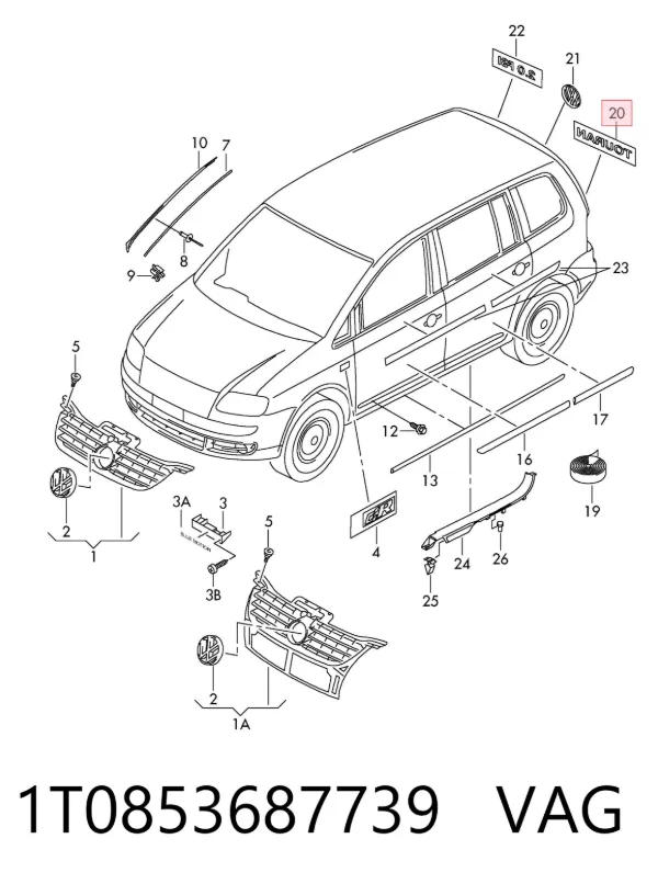 Емблема кришки багажника Volkswagen Touran I