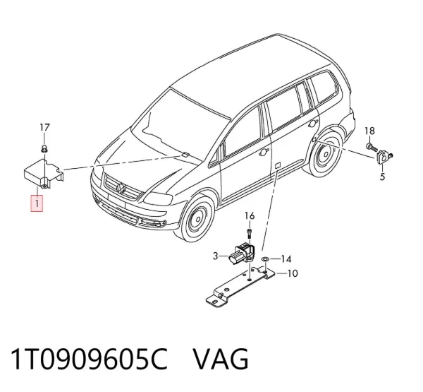 Модуль-процесор керування подушки безпеки 1T0909605C VAG