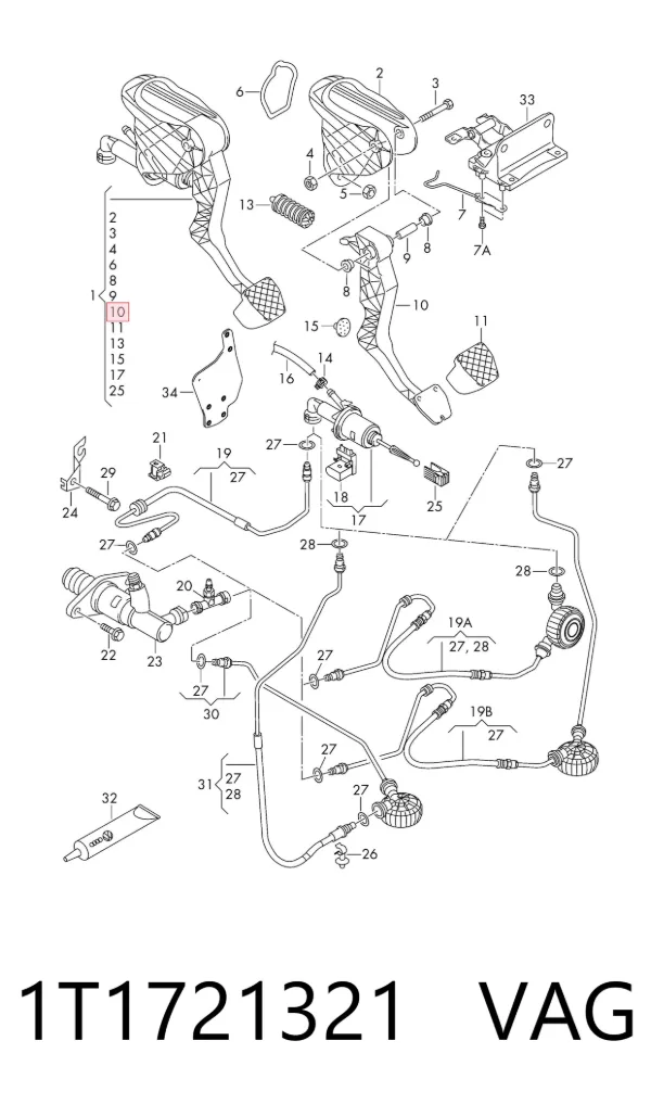 Педаль зчеплення 1T1721321 VAG