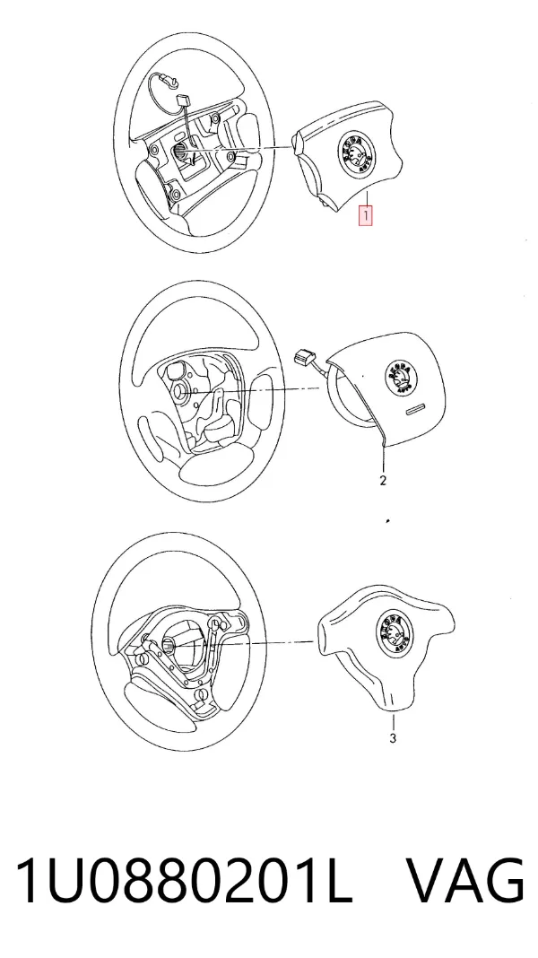 Подушка безпеки, водійська, AIRBAG 1U0880201L VAG