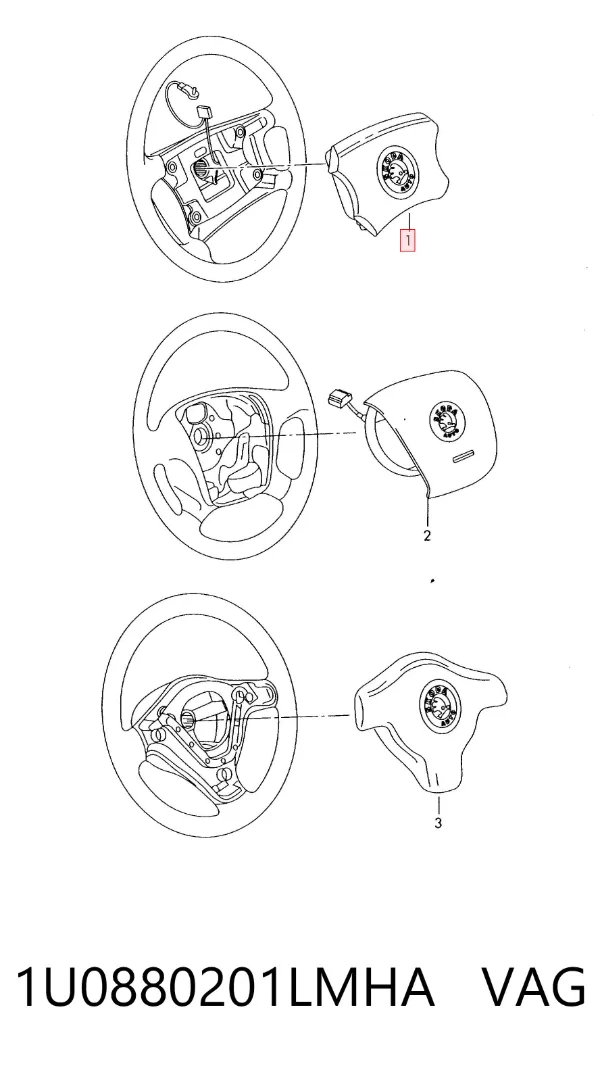 Подушка безпеки, водійська, AIRBAG 1U0880201LMHA VAG