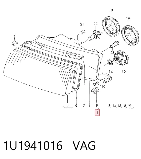 Фара права 1U1941016 VAG