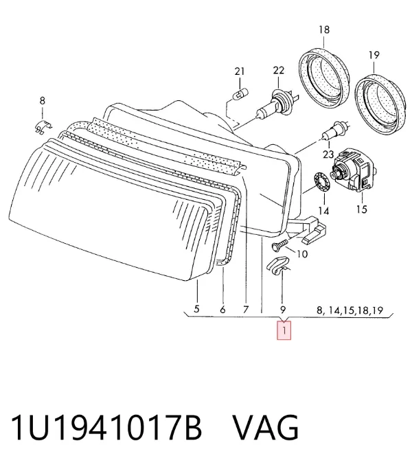 Фара ліва 1U1941017B VAG