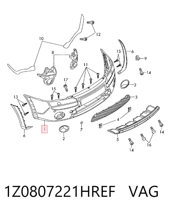 Передній бампер 1Z0807221HREF VAG
