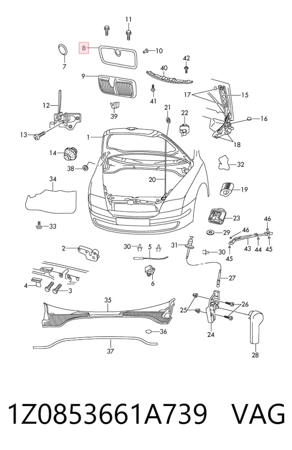 Накладка (рамка) решітки радіатора 1Z0853661A739 VAG