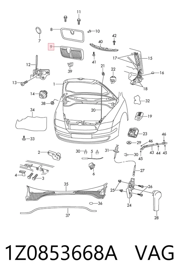 Решітка радіатора 1Z0853668A VAG