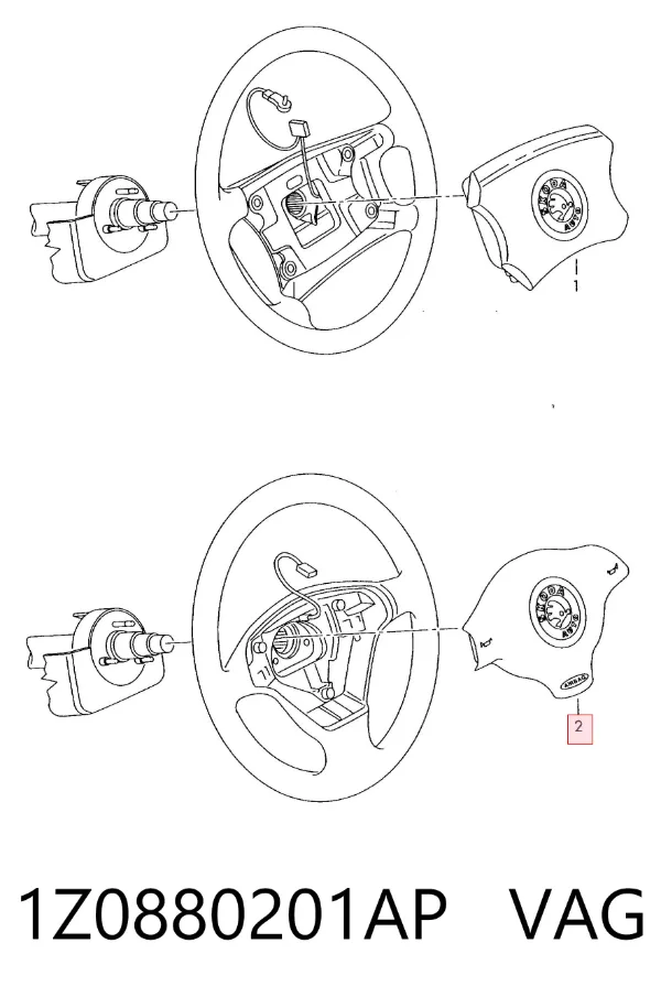 Подушка безпеки, водійська, AIRBAG 1Z0880201AP VAG