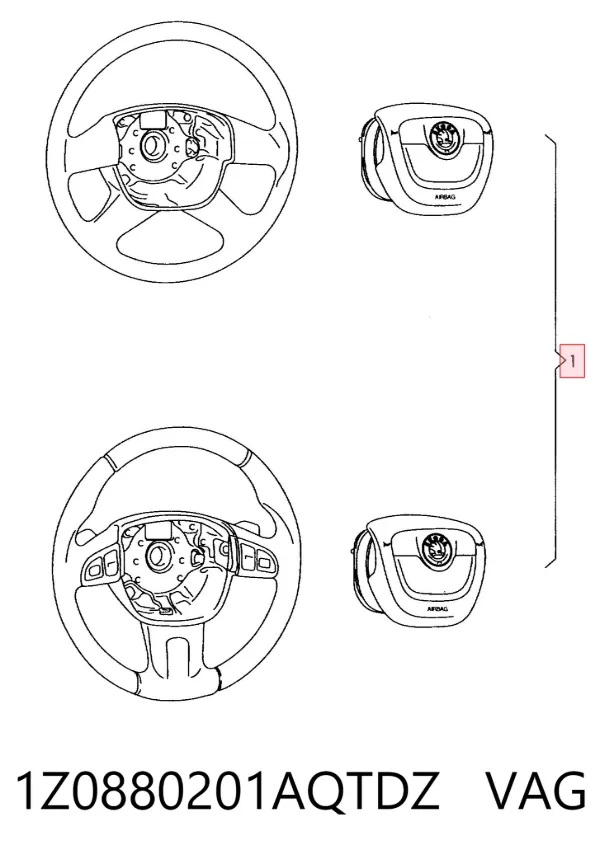 Подушка безпеки, водійська, AIRBAG 1Z0880201AQTDZ VAG