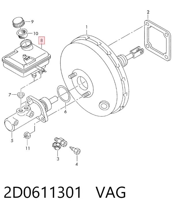 Бачок гальмівний 2D0611301 VAG