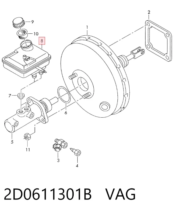 Бачок гальмівний 2D0611301B VAG