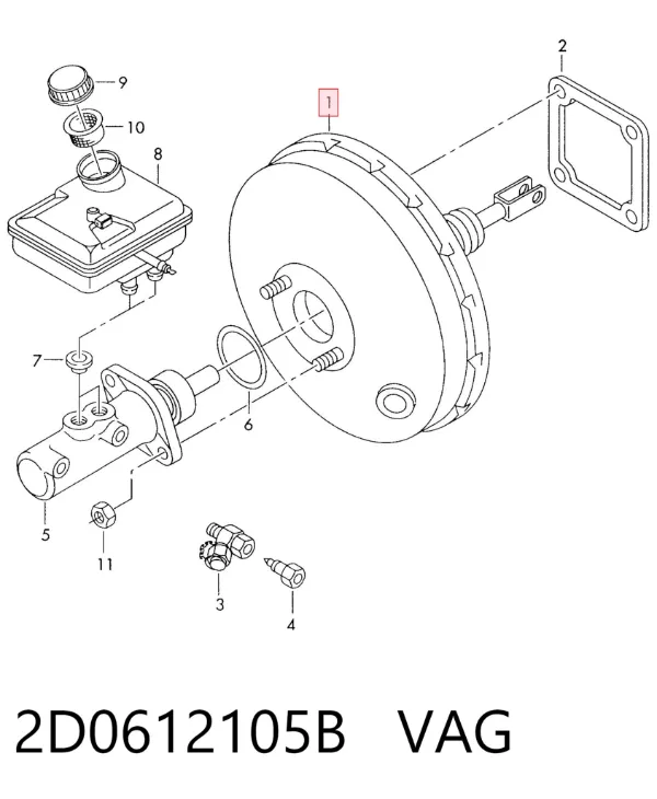 Підсилювач гальм 2D0612105B VAG